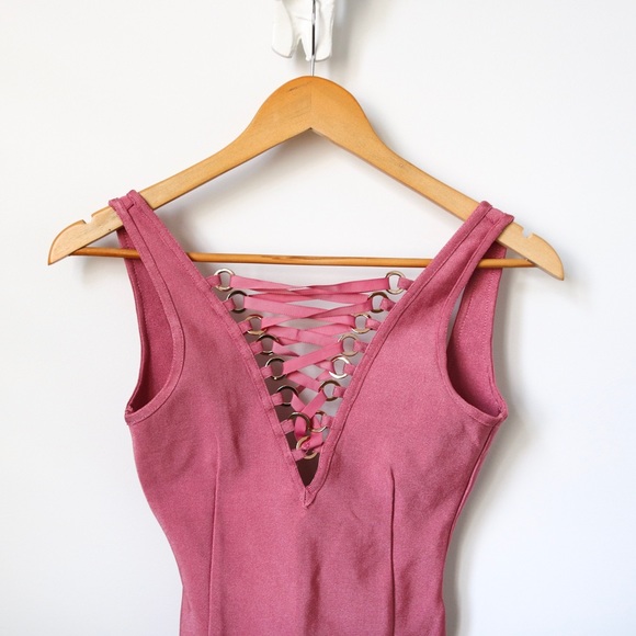 Pink Lace-Up Bodysuit from Missguided - Picture 1 of 5